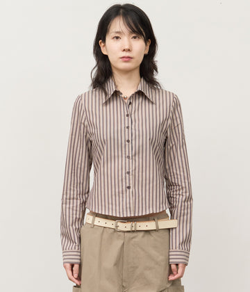 (W) Leaf Striped Shirt